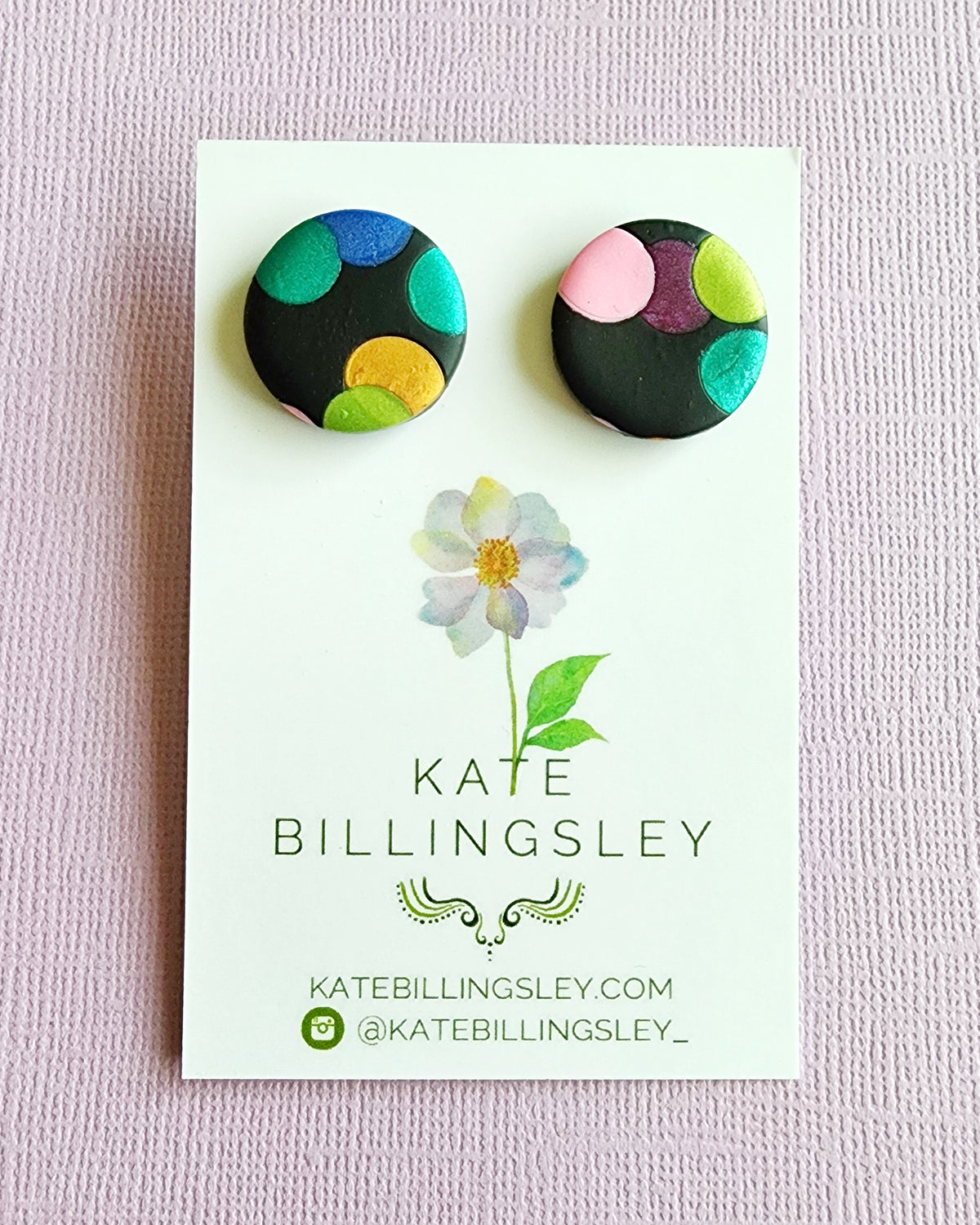 Twilight Confetti Circle Studs - Polymer Clay