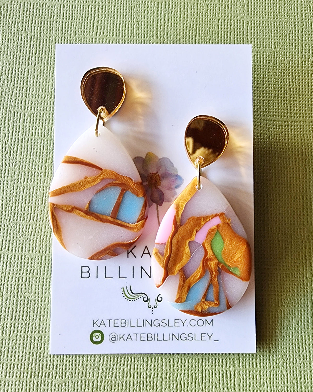 Teardrop Stained Glass Medium Designer Dangles - Polymer Clay