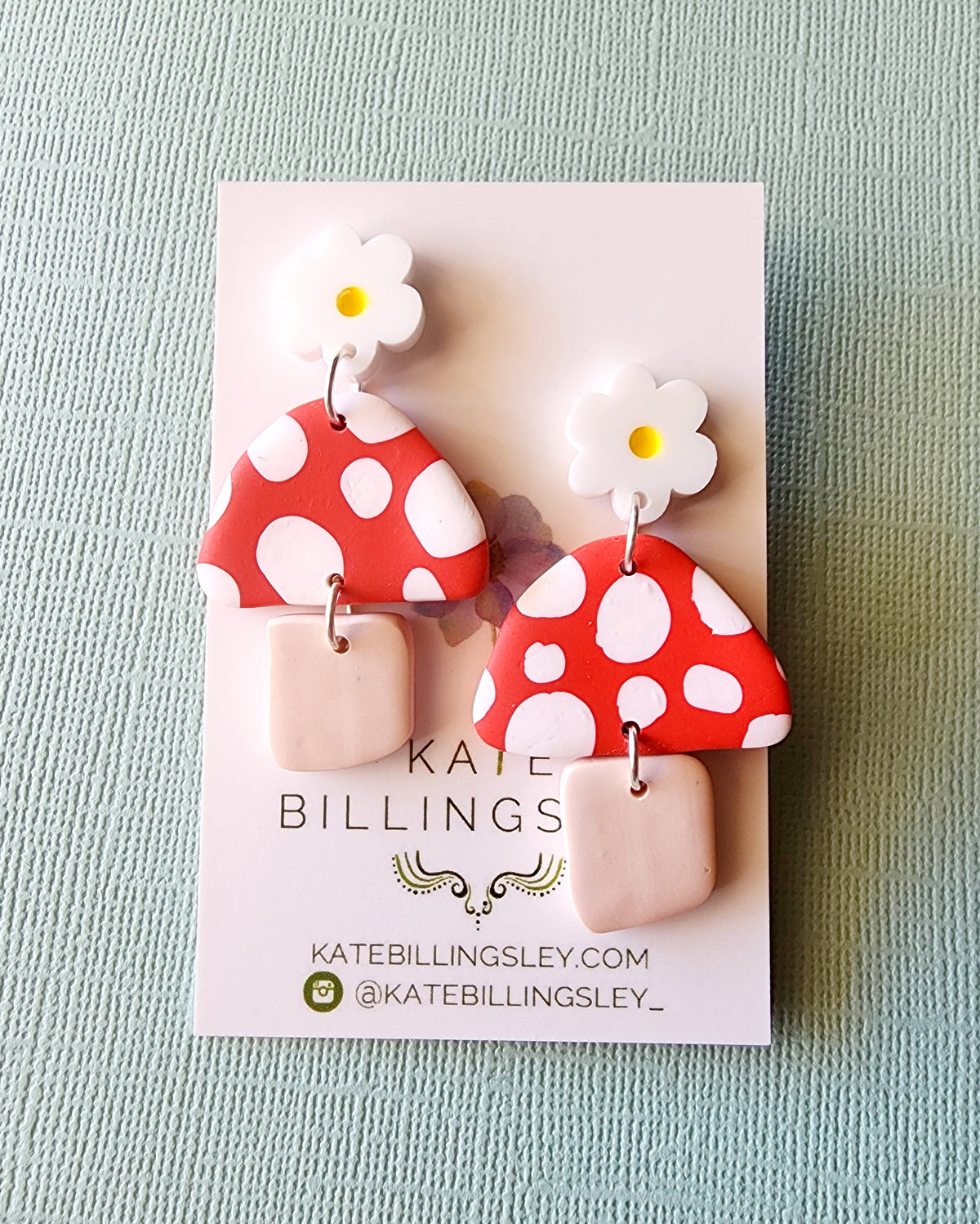 Mushroom Toadstool Medium Designer Dangles - Polymer Clay