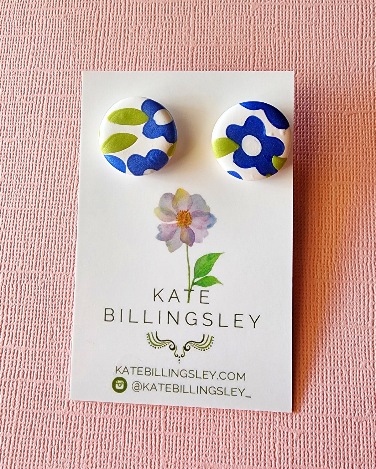 Oslo Blue Circle Studs - Polymer Clay