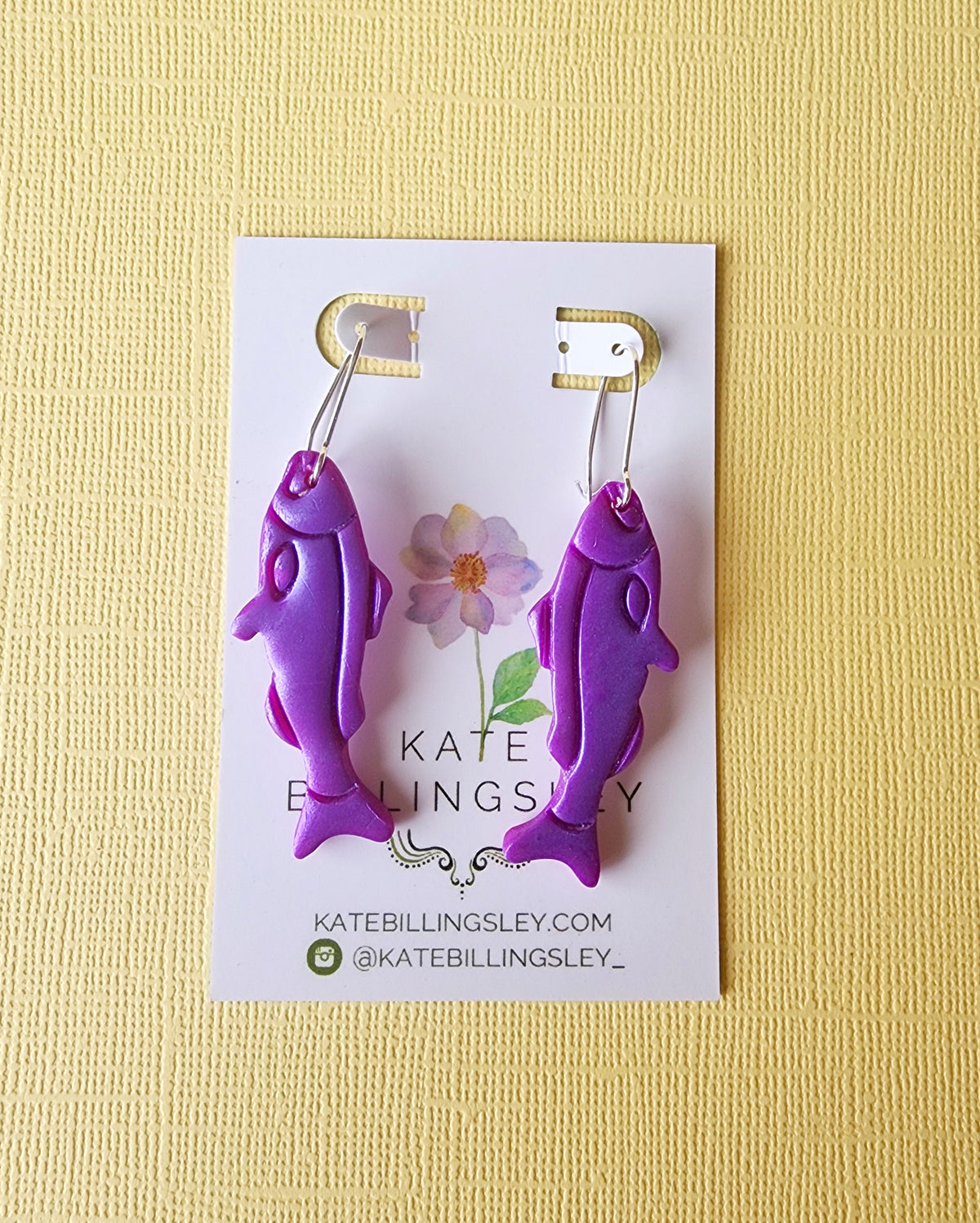 Purple Fish Small Designer Dangles - Polymer Clay