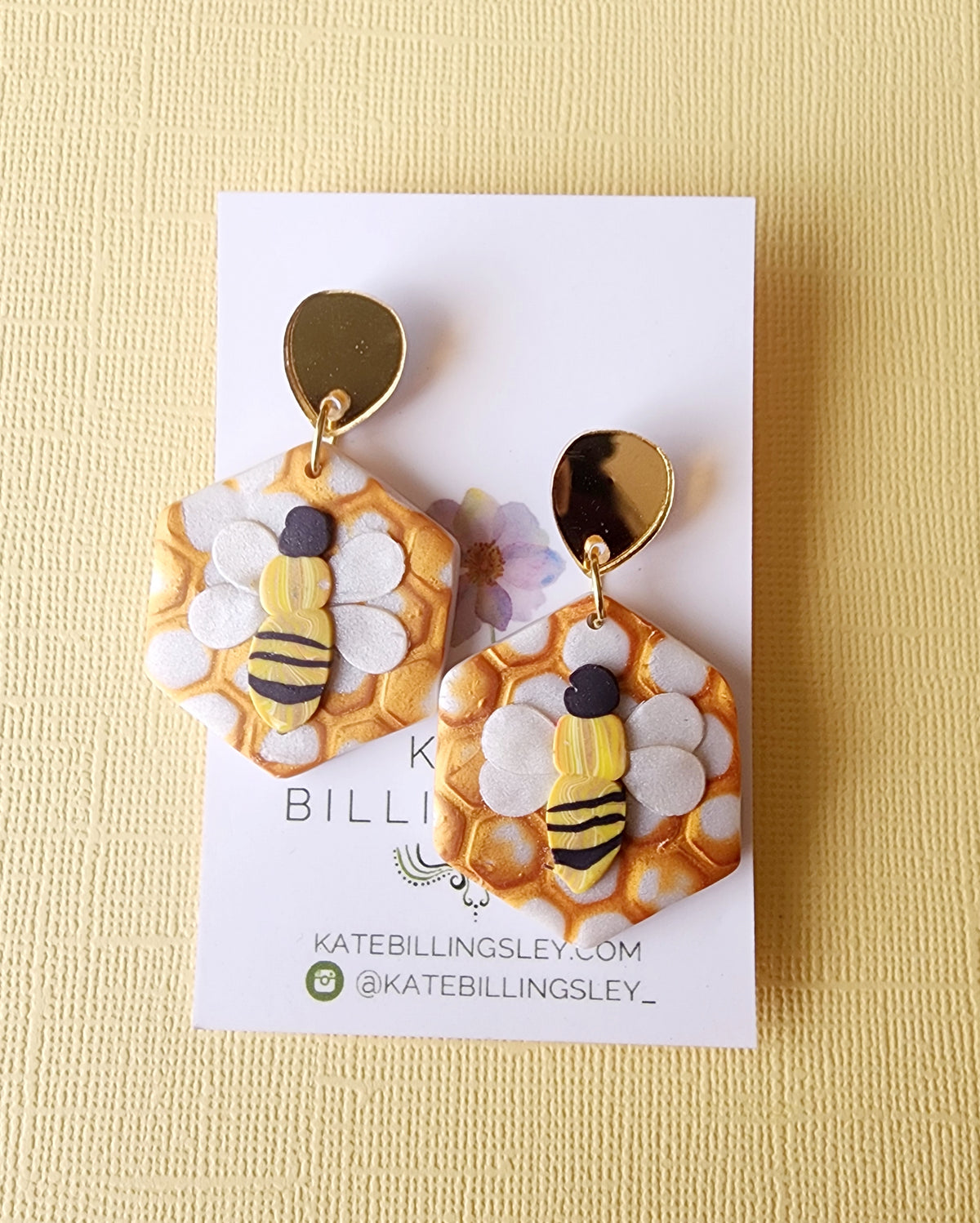 Honey Bee Medium Designer Dangles - Polymer Clay