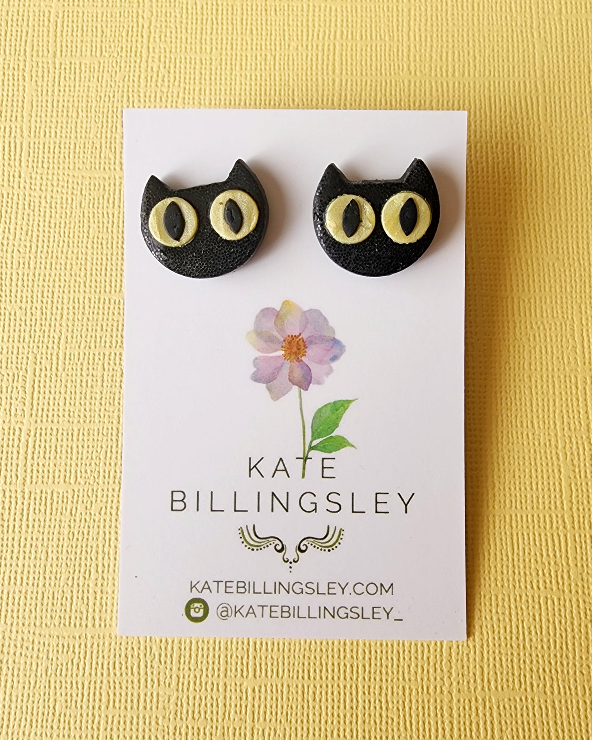 Black Cat statement studs - Polymer Clay