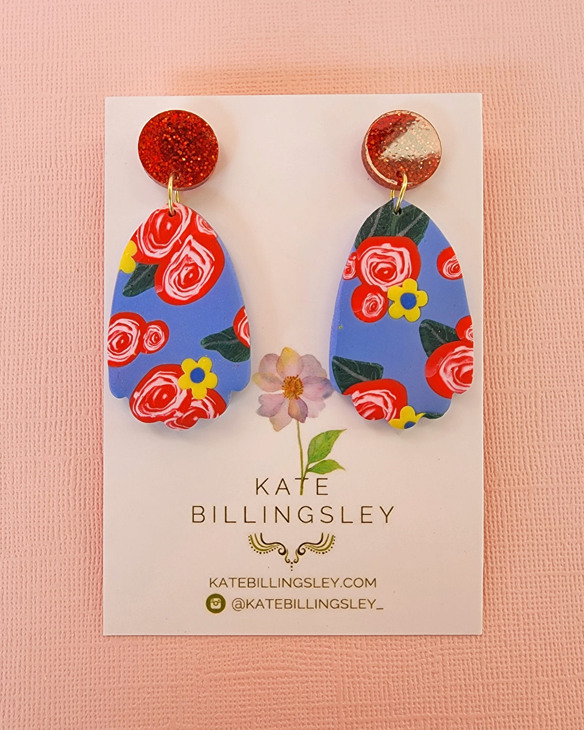Roses Large Gossamer Designer Dangles - Polymer Clay