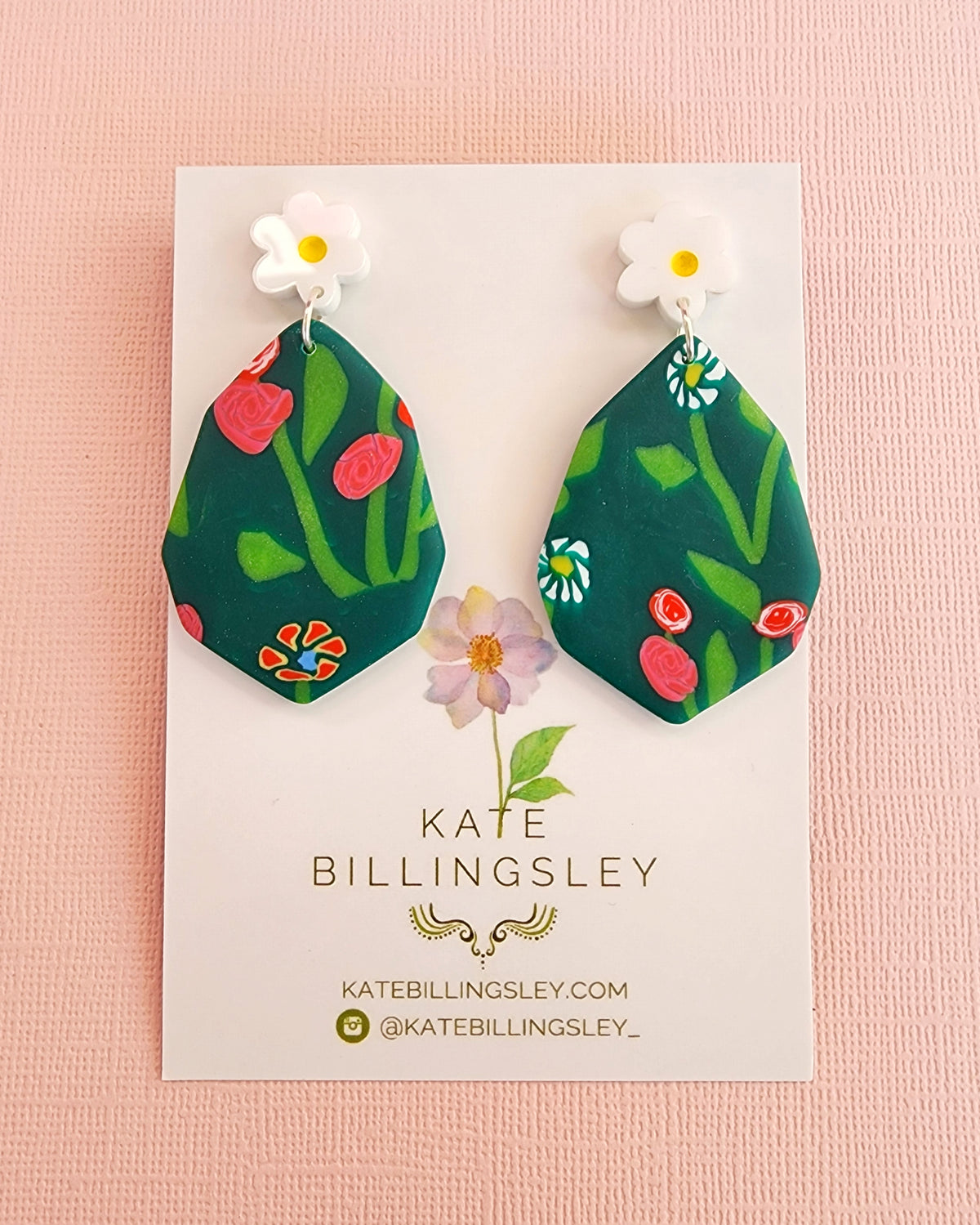 Complex Cane Garden Gem Large Designer Dangles - Polymer Clay