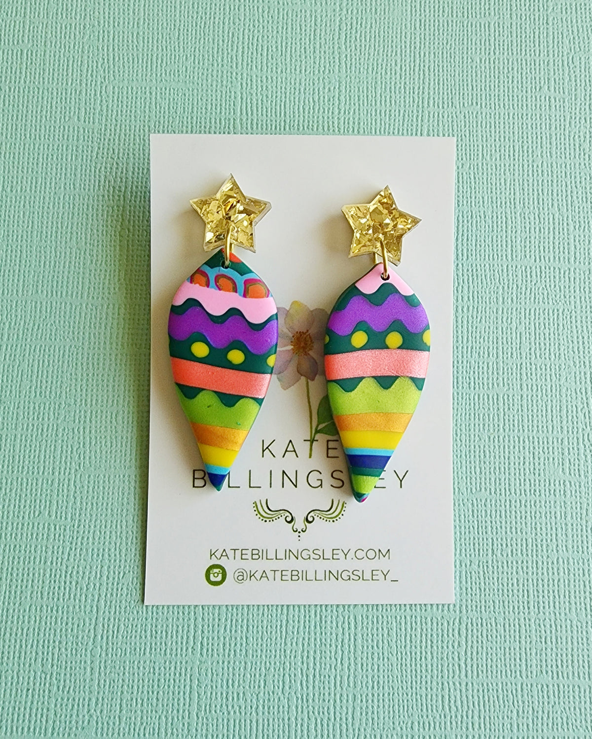 Ornament 2 Medium Multicolour Designer Dangles - Polymer Clay