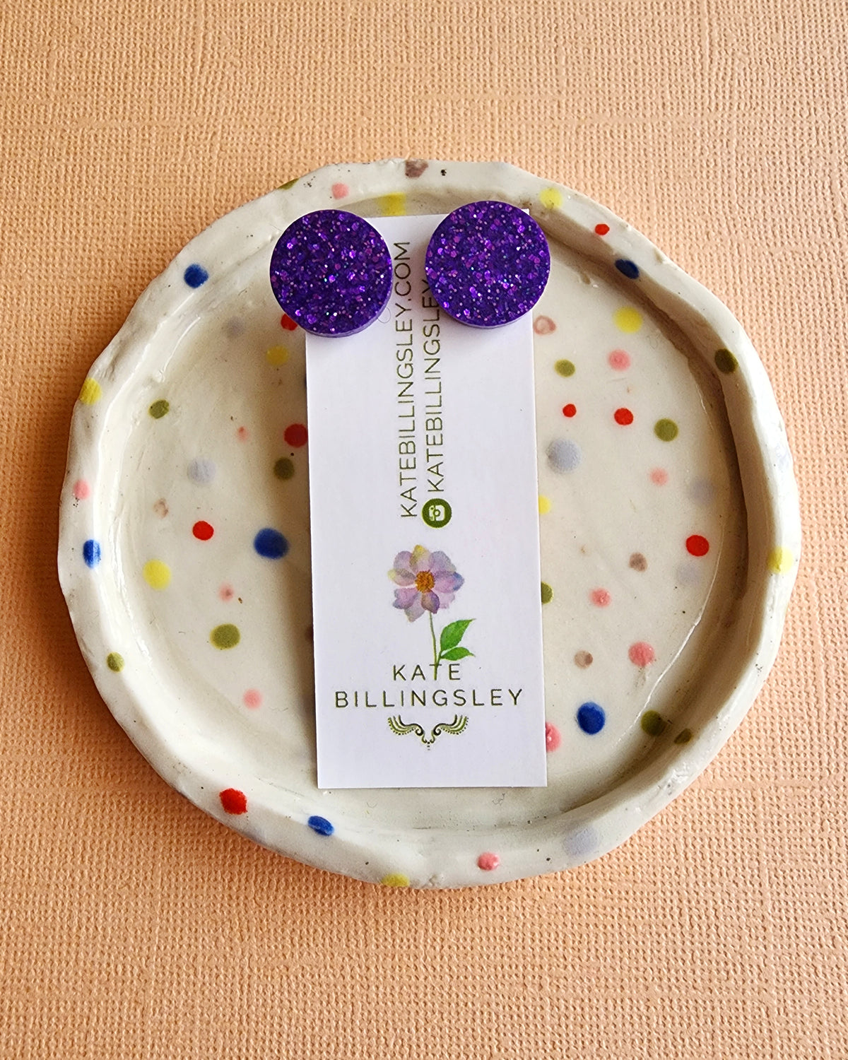 Purple Glitter Circle Studs