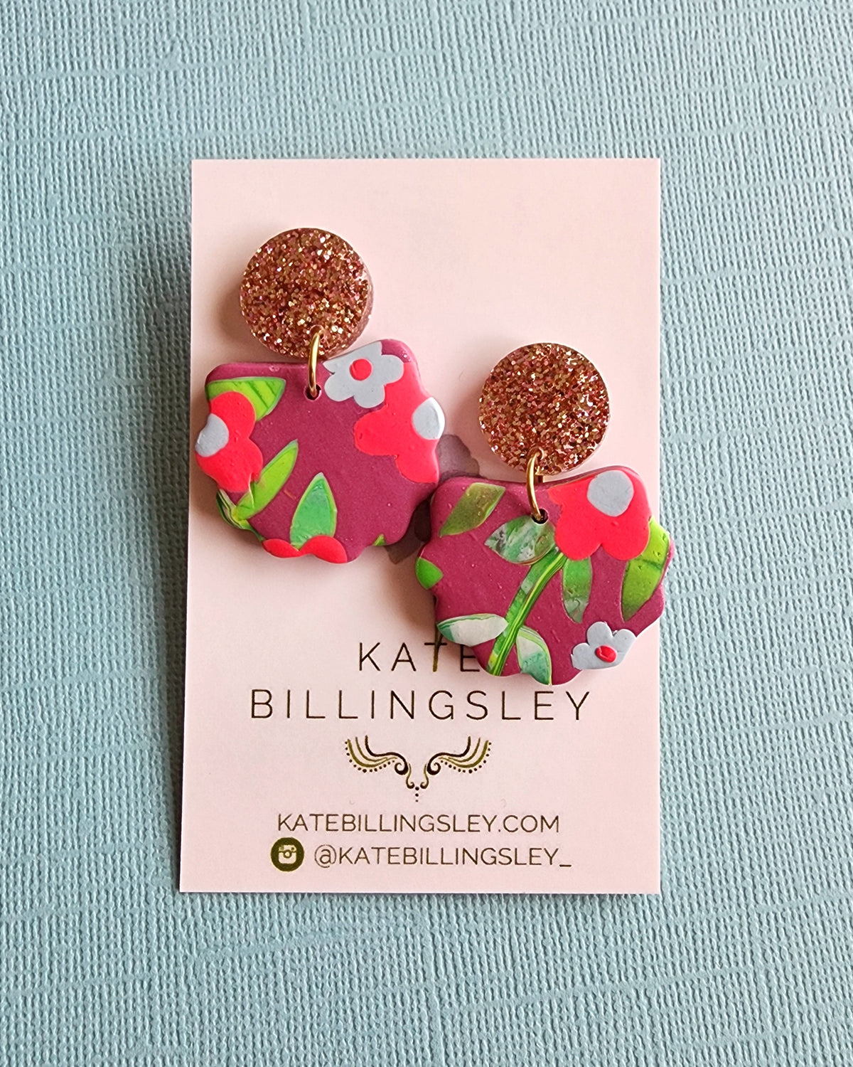 Junglebird Mauve Lorelei Designer Dangles - Polymer Clay