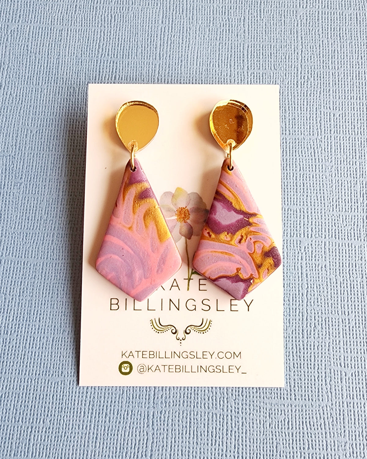 Mauve Ripple Kite Medium Designer Dangles - Polymer Clay