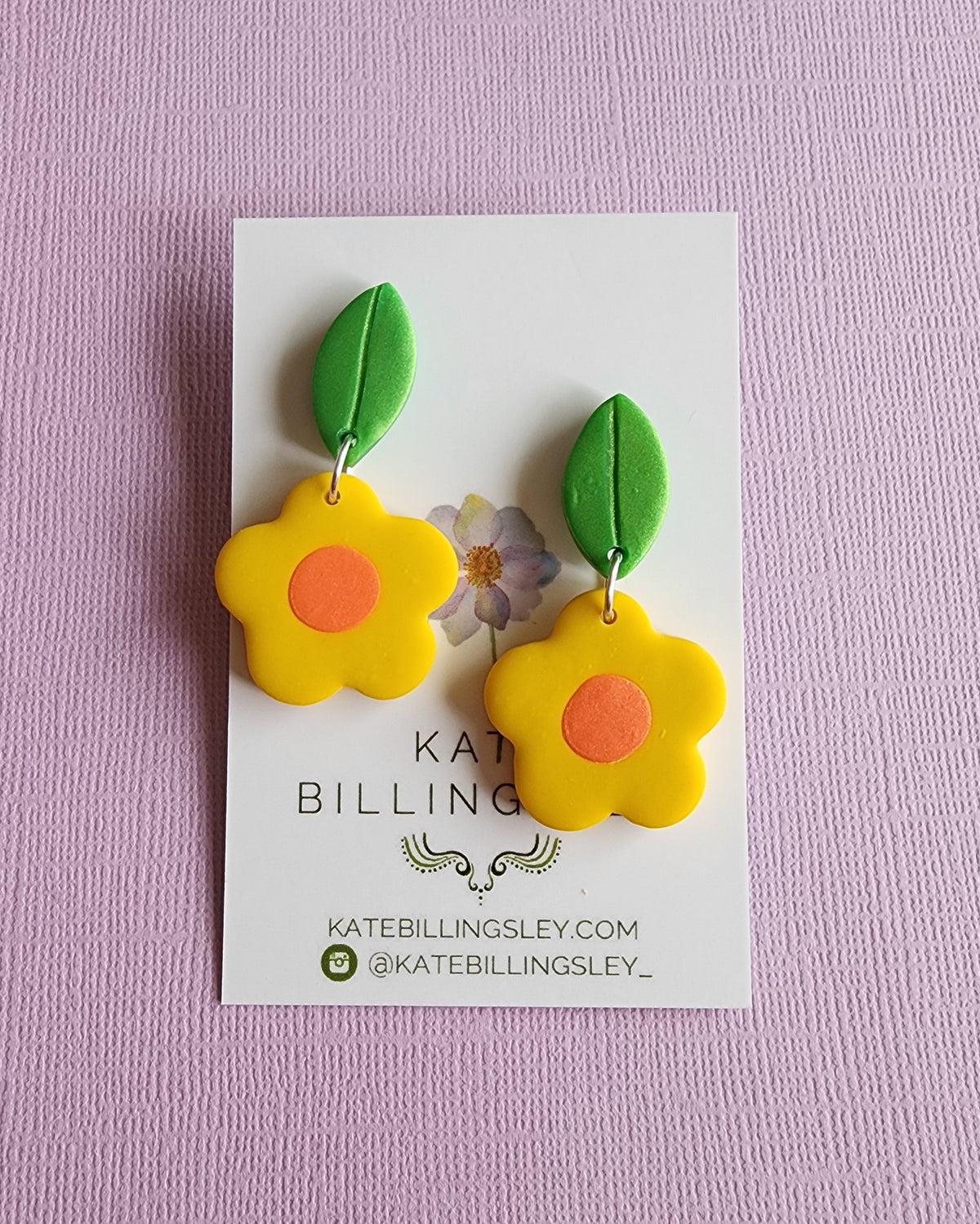 Yellow Daisy Small Designer Dangles - Polymer Clay