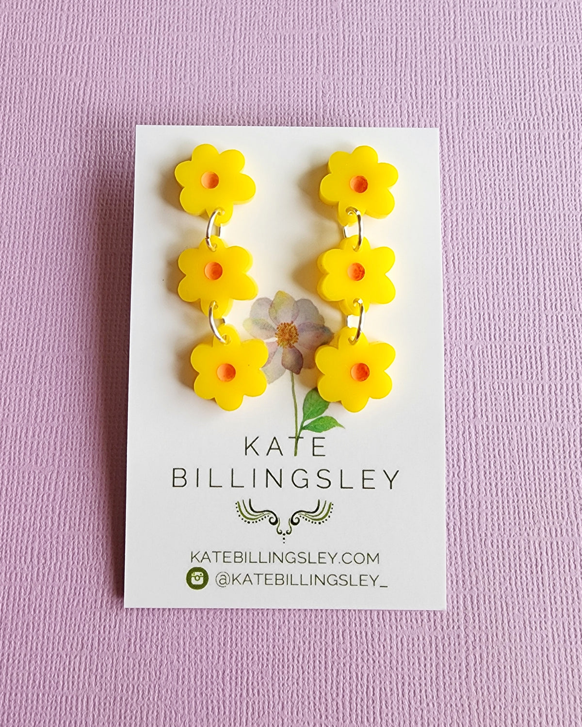 Yellow Daisy Chain Small Designer Dangles - Acrylic