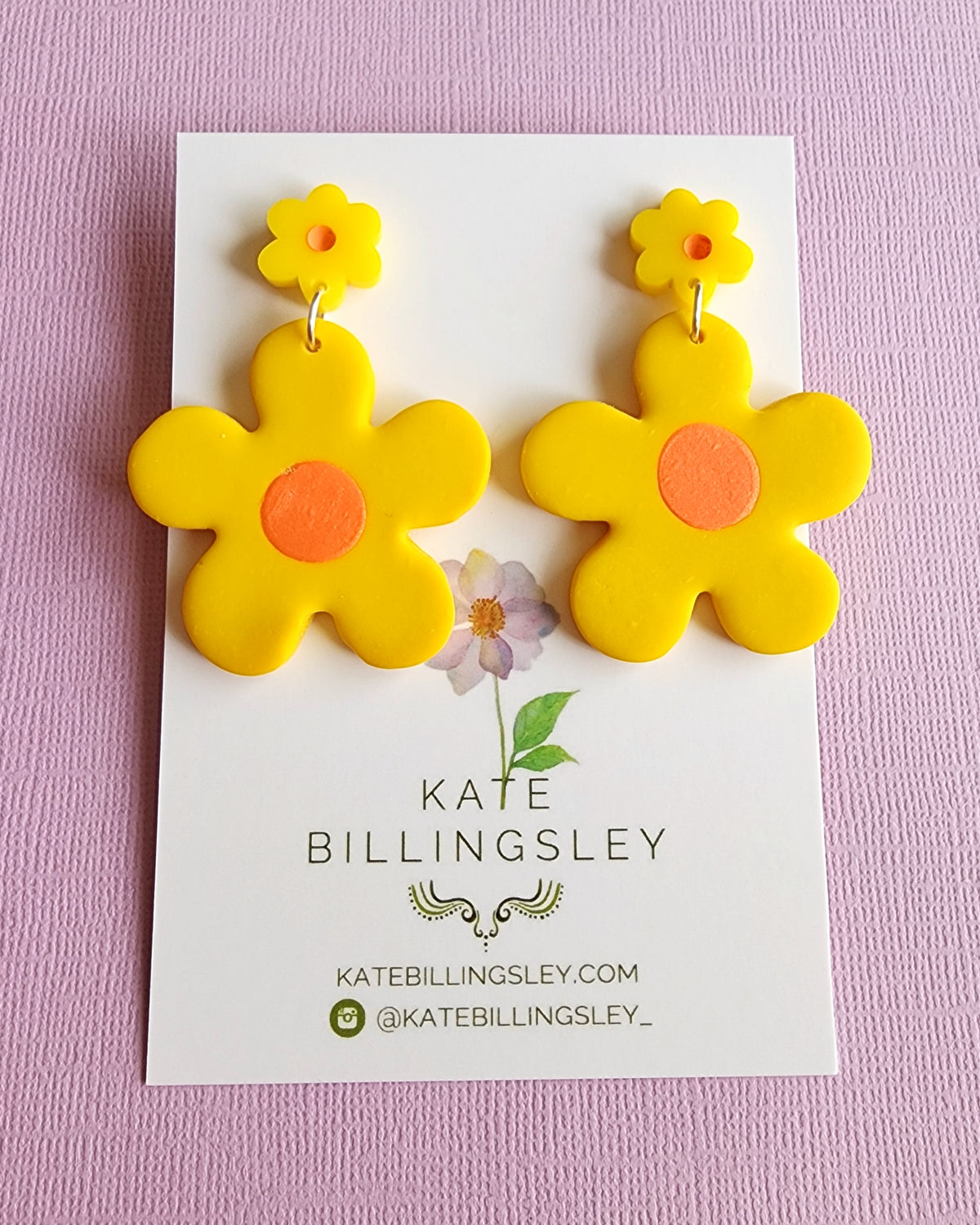 Yellow Daisy Large Designer Dangles - Polymer Clay