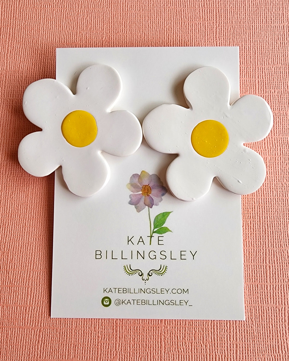 White Daisy Huge Statement Studs - Polymer Clay