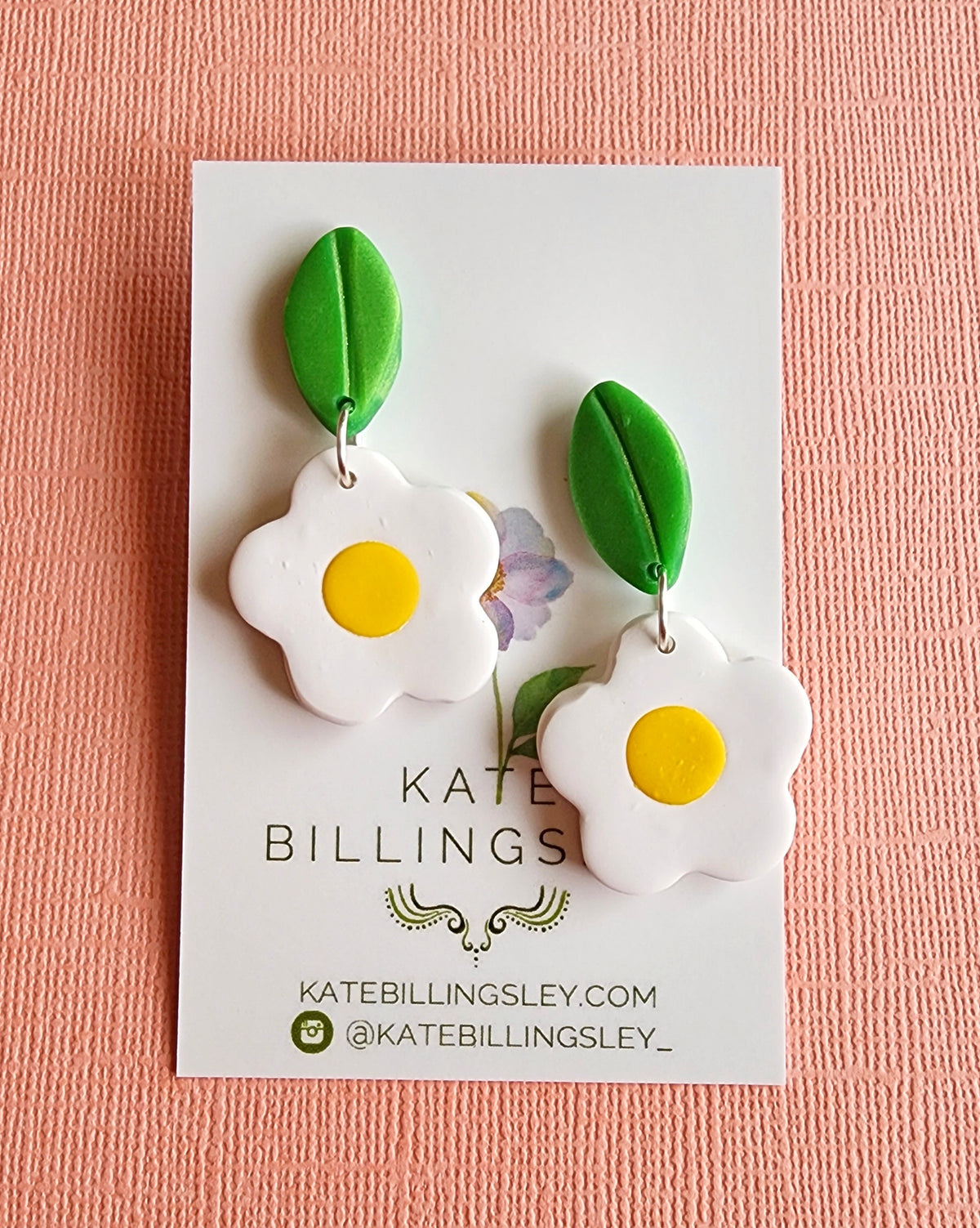 White Daisy Small Designer Dangles - Polymer Clay