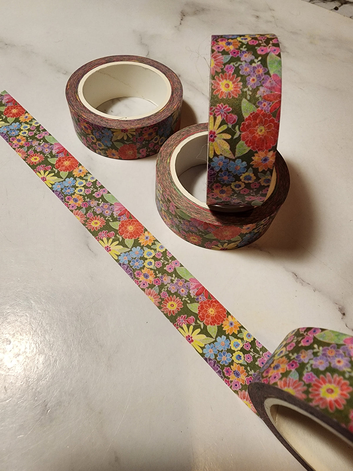 Green Retro Ditsy Floral Washi Tape