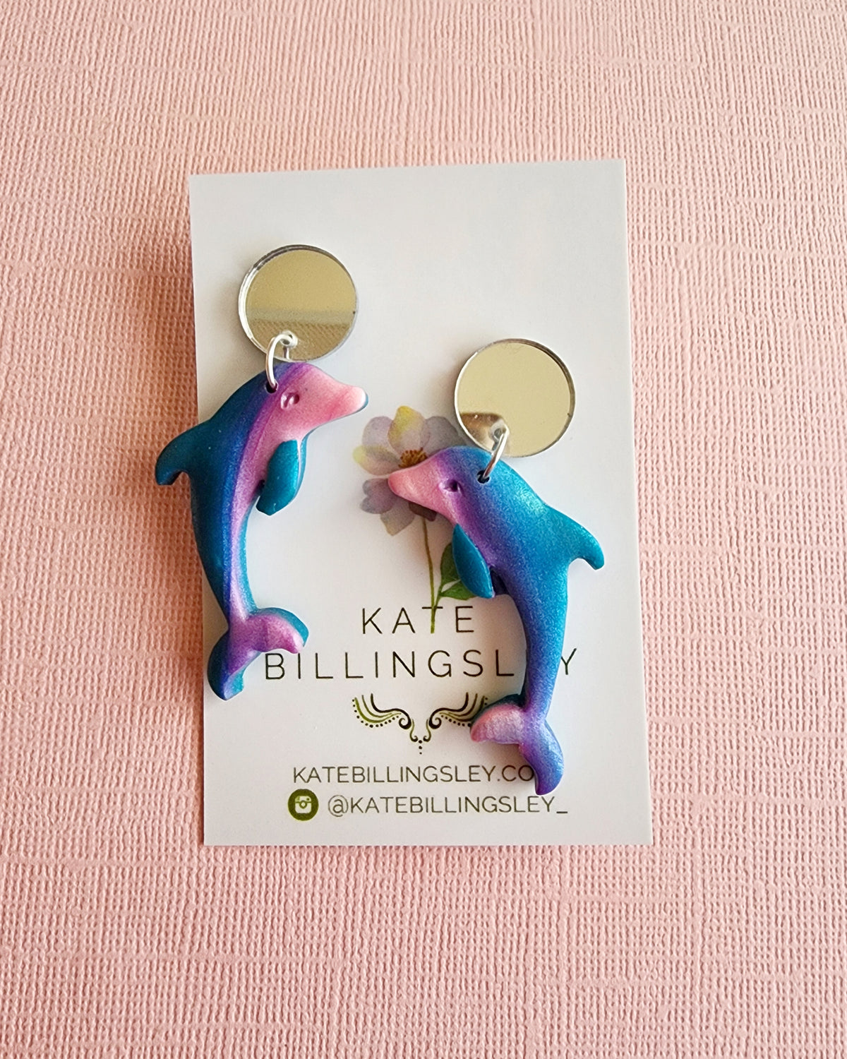 90s Dolphins Medium Designer Dangles - Polymer Clay