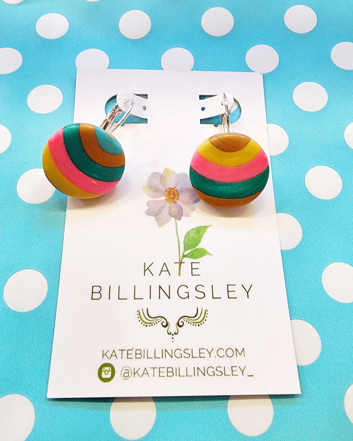 Rainbow Circle Leverback earrings - Polymer Clay