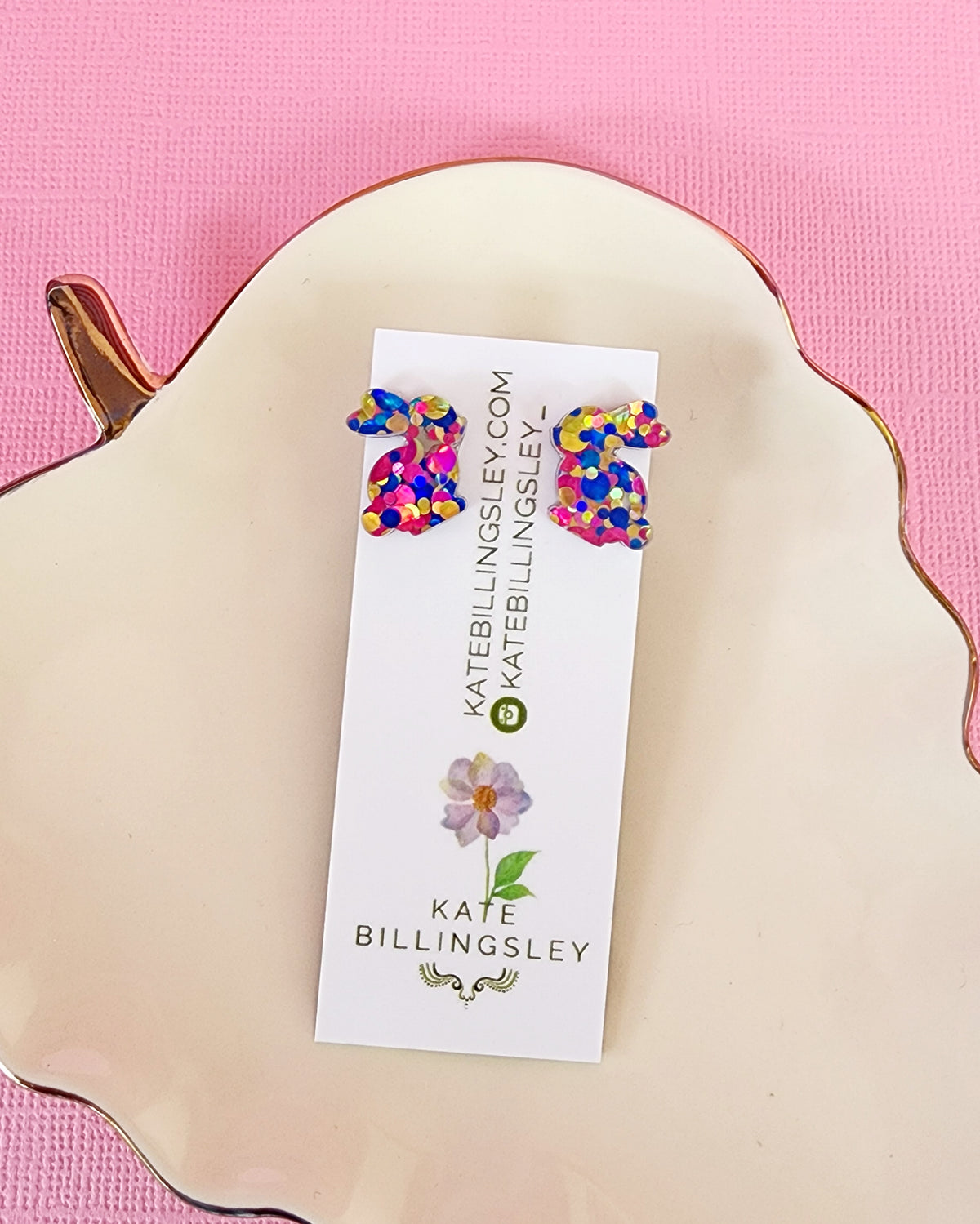 Confetti Glitter Bunny Studs