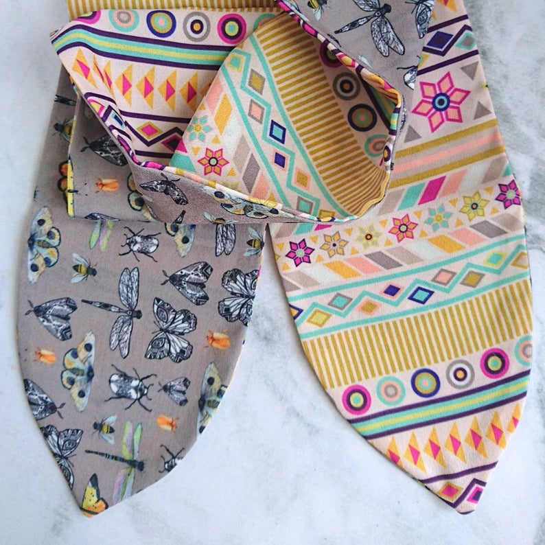 Insect Display/Aztec Stripe Reversible Headscarf