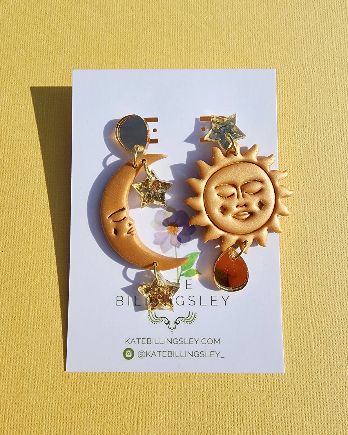 Celestial Sun+Moon Large Designer Dangles - Polymer Clay