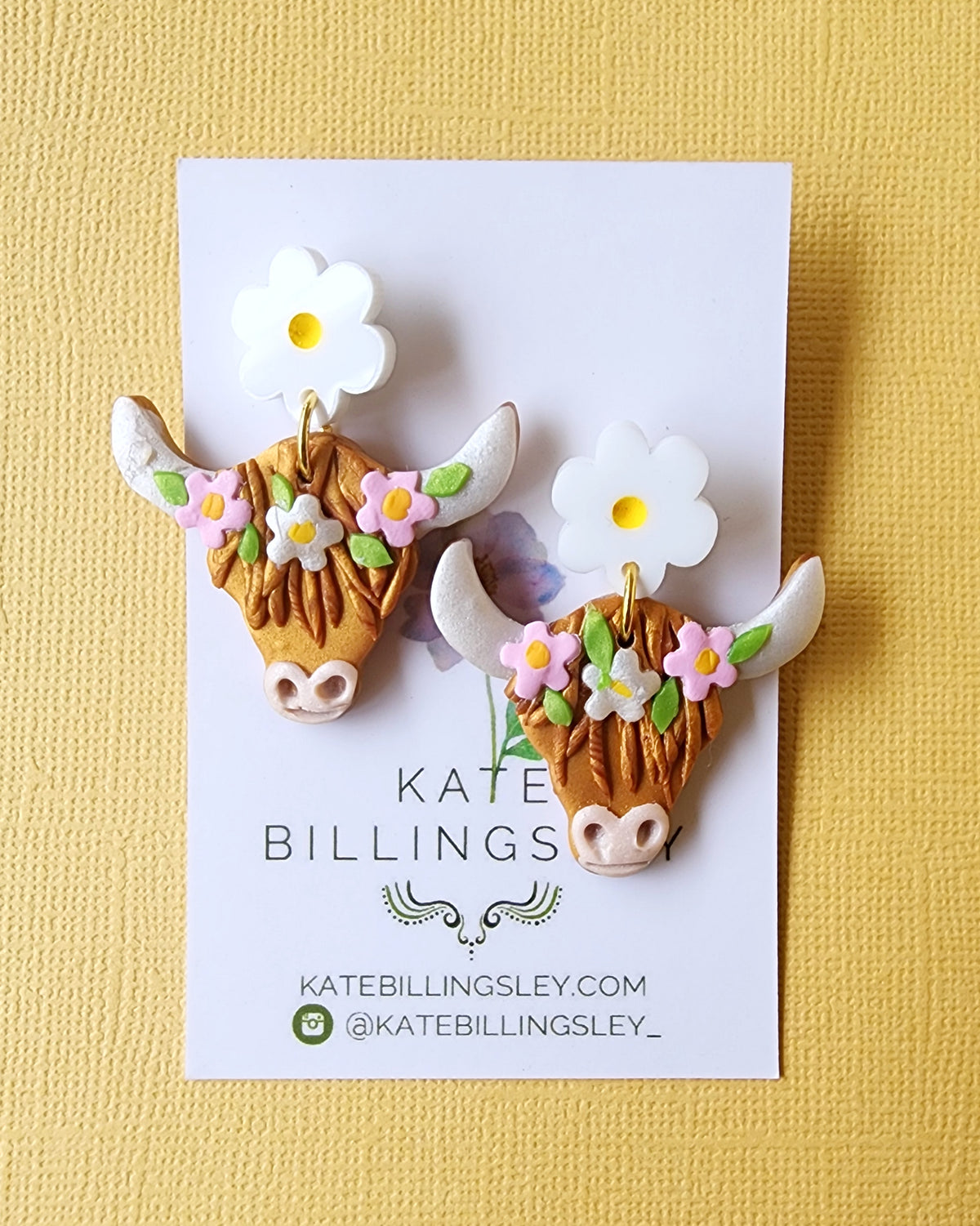 Highland Cow Statement Medium Earrings - Polymer Clay