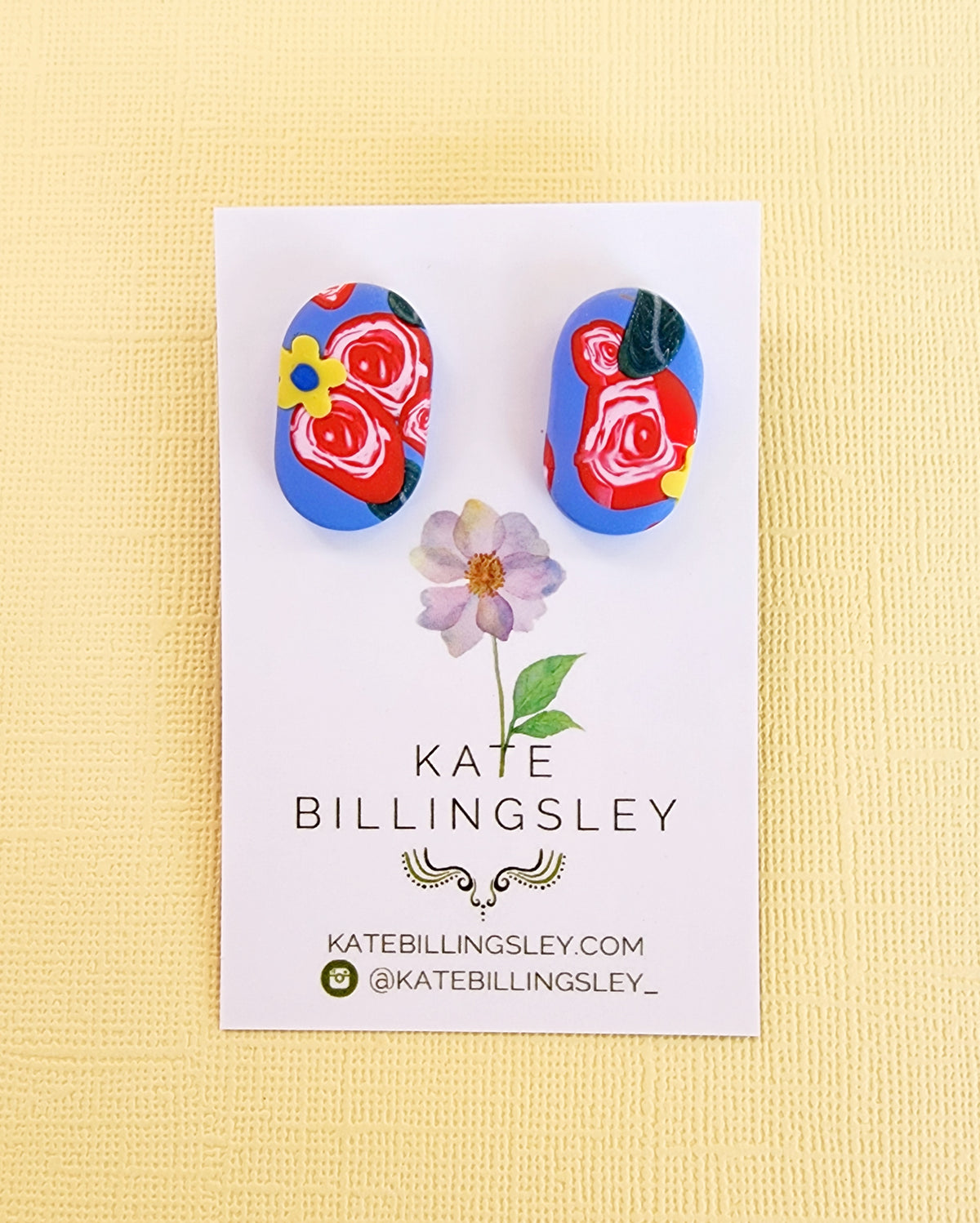 Roses Oval Studs - Polymer Clay