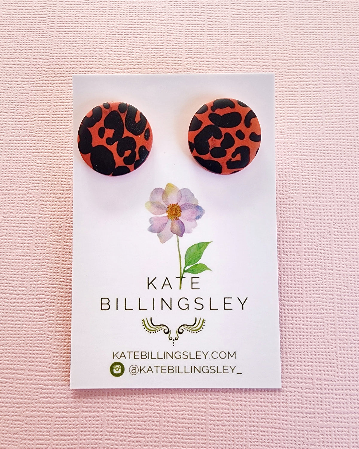 Leopard Circle Studs - Polymer Clay