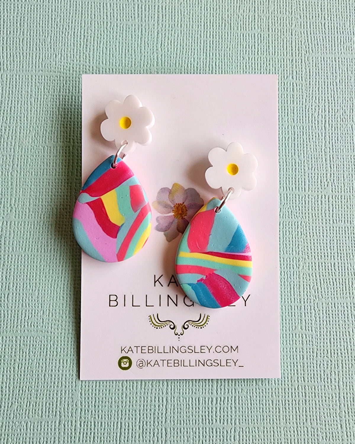 Colourblock Small Teardrop Designer Dangles - Polymer Clay