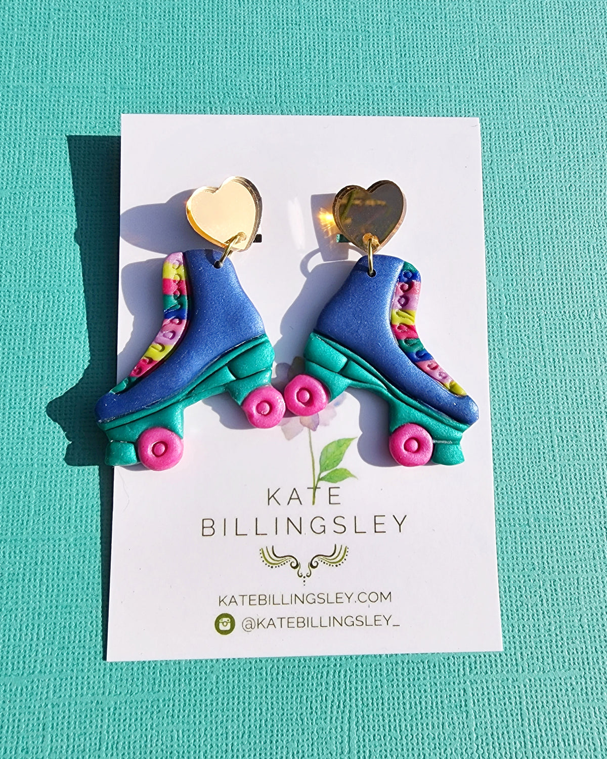 Blue Rollerskate Large Designer Dangles - Polymer Clay