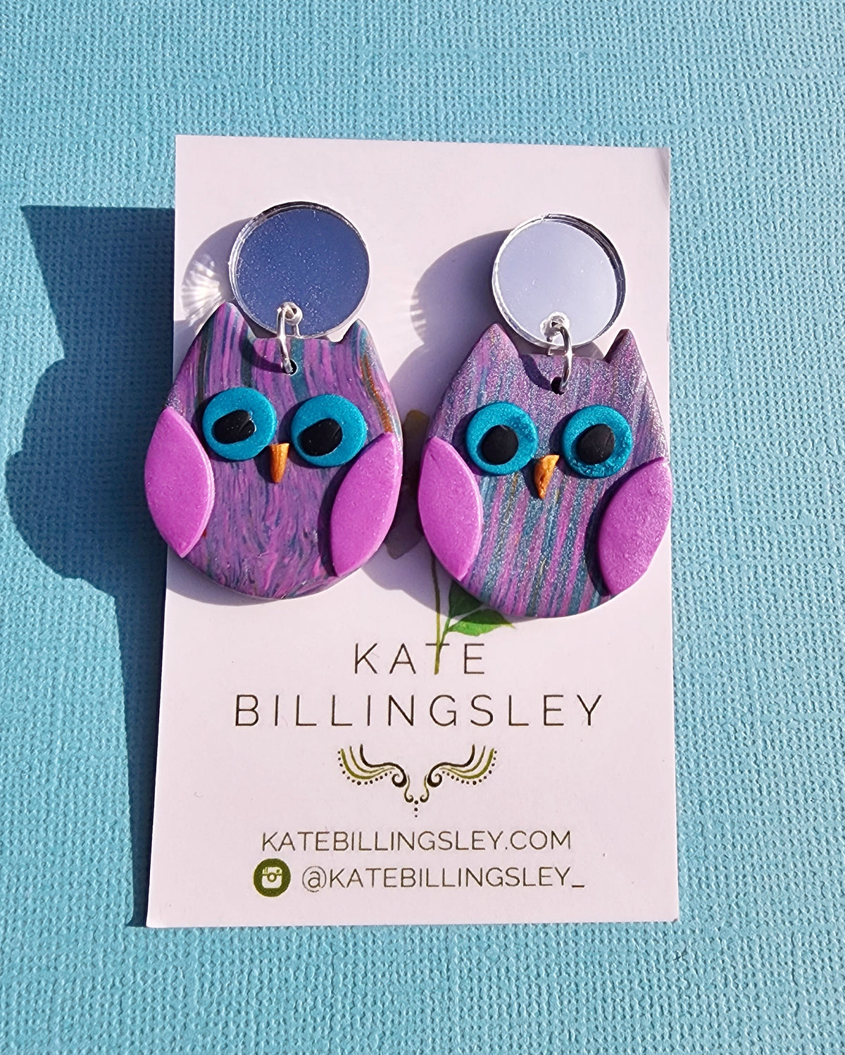 Purple Blue Medium Designer Dangles - Polymer Clay