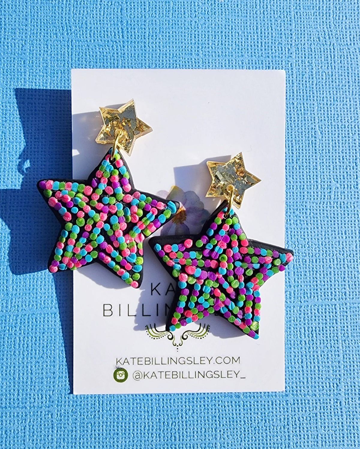 Dotty Star Medium Designer Dangles - Polymer Clay