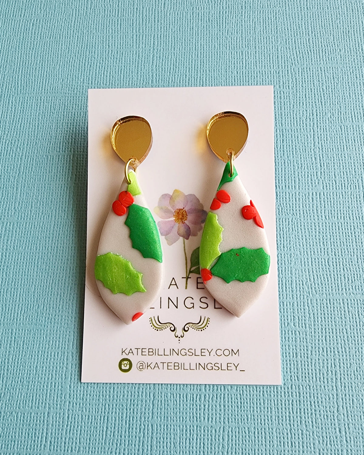 Holly Jolly Guinevere Medium Designer Dangles - Polymer Clay