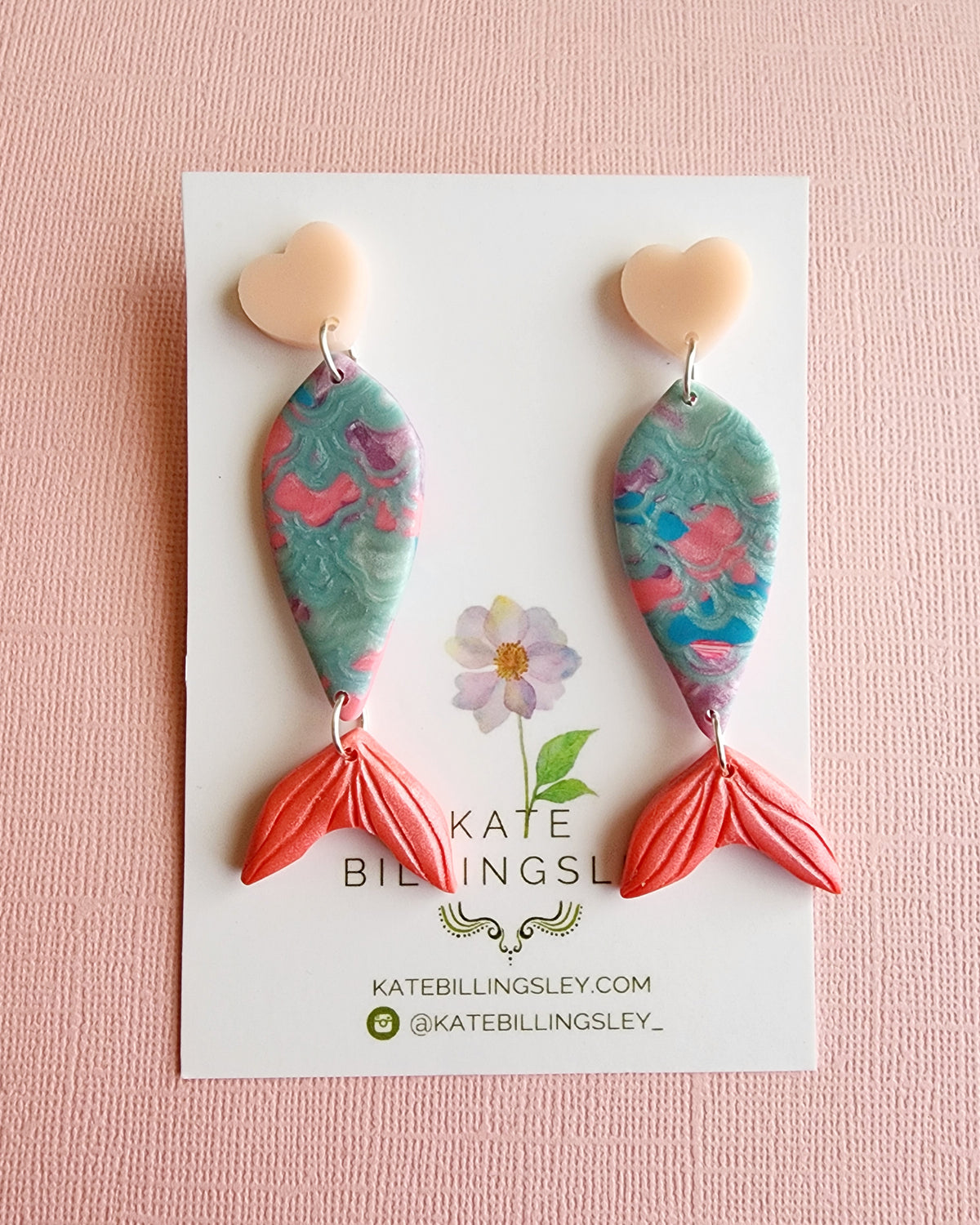 Mermaid Tail Large Designer Dangles - Polymer Clay