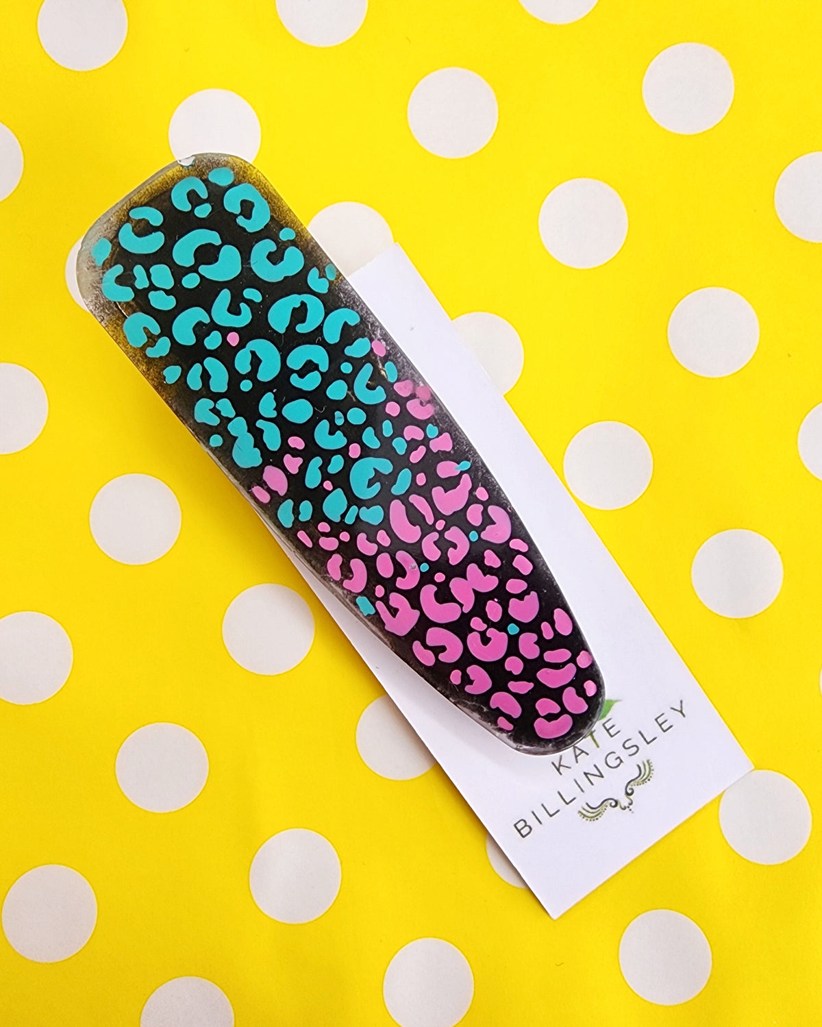 Hairclip - Pink Aqua Leopard