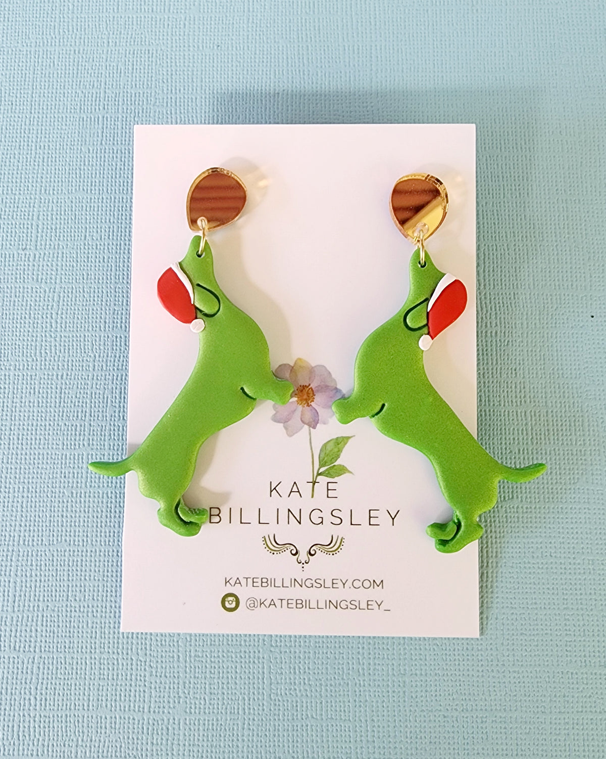 Christmas Dachshund Grinch Large Designer Dangles - Polymer Clay