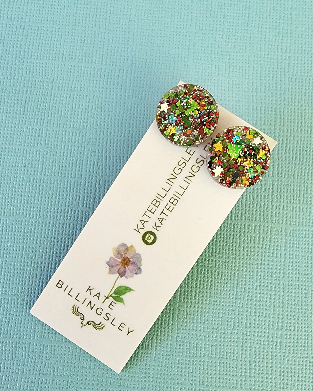 Christmas Glitter Round Studs 1