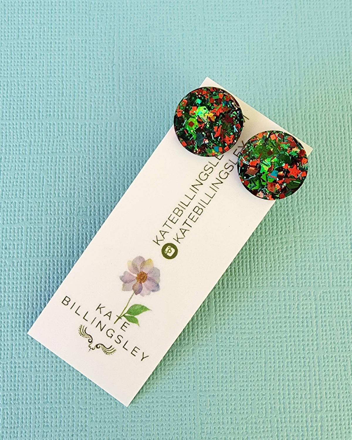 Christmas Glitter Round Studs 2