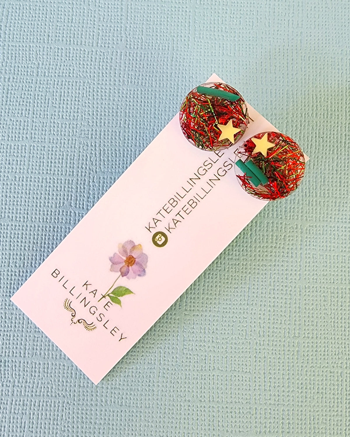 Christmas Glitter and Stars Round Studs