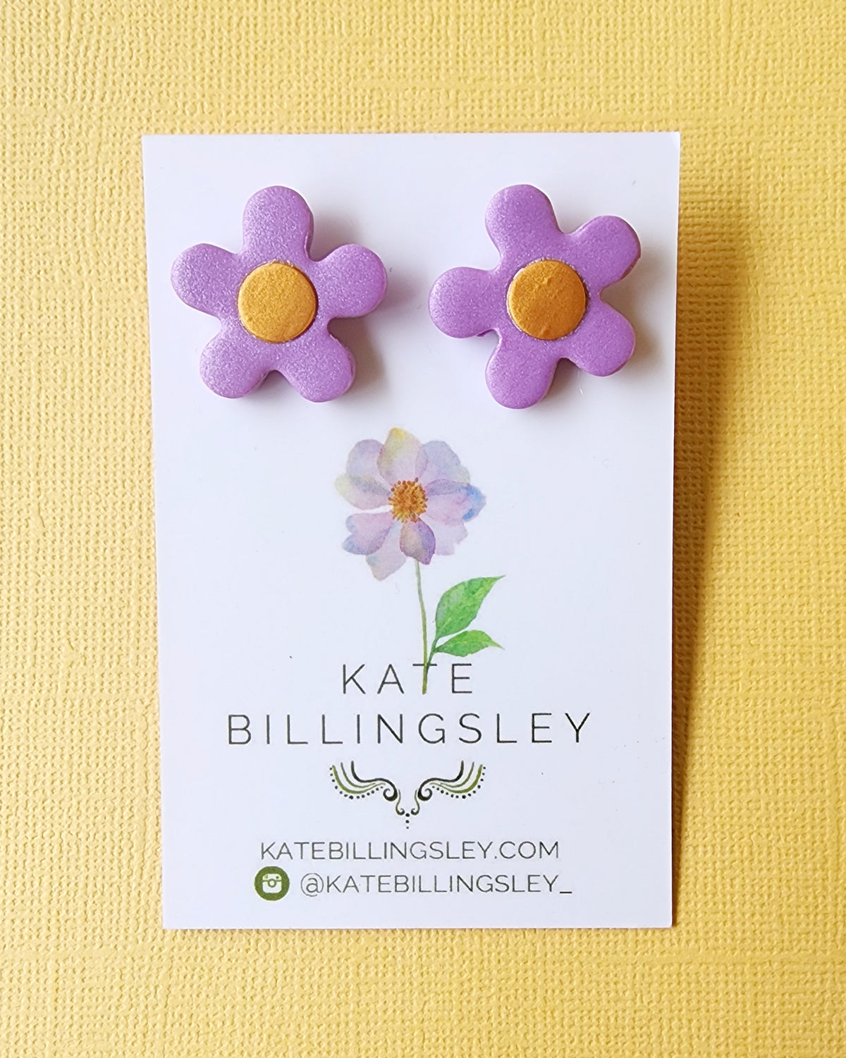 Purple Flower Studs - Polymer Clay
