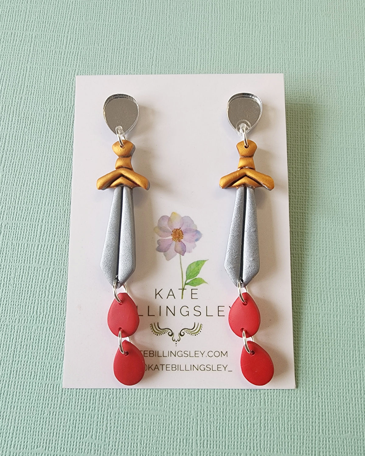 Bloodthirsty Swords Statement Large Earrings - Polymer Clay