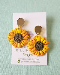 Sunflower Statement Medium Earrings - Polymer Clay