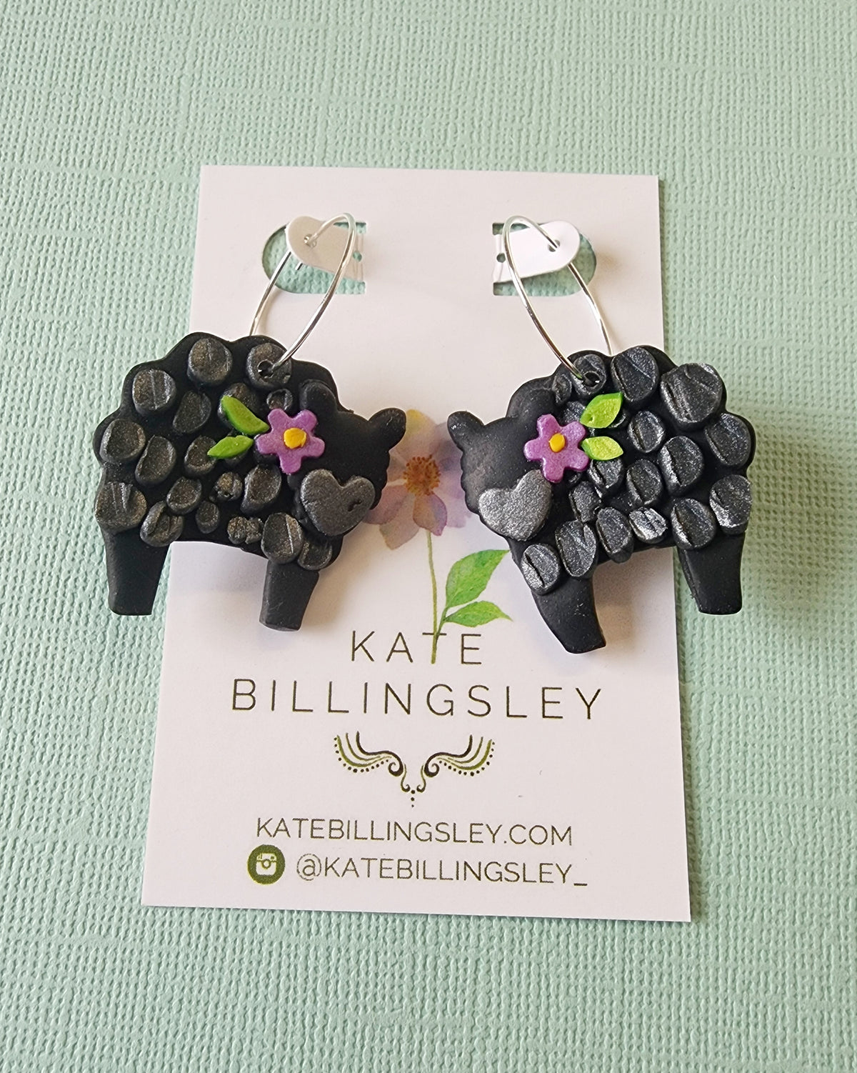 Black Sheep Statement Medium Earrings - Polymer Clay