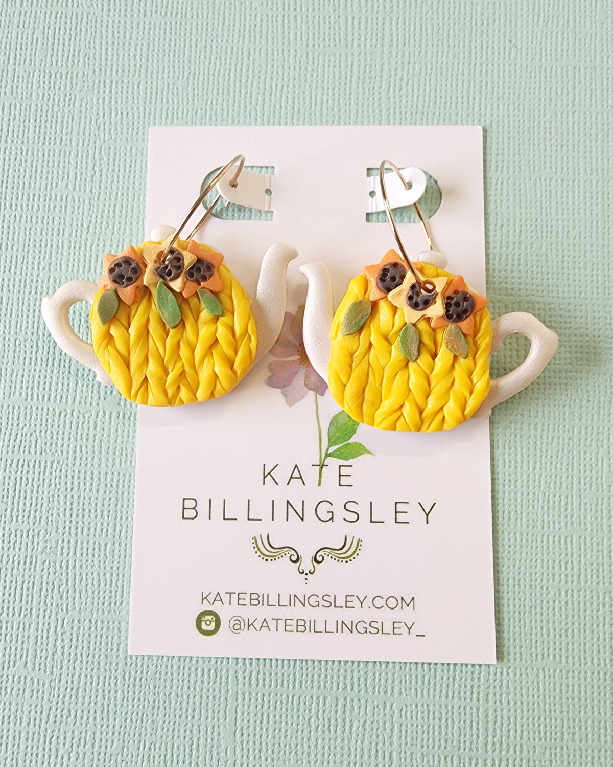 Yellow Tea Cosy Statement Medium Earrings - Polymer Clay