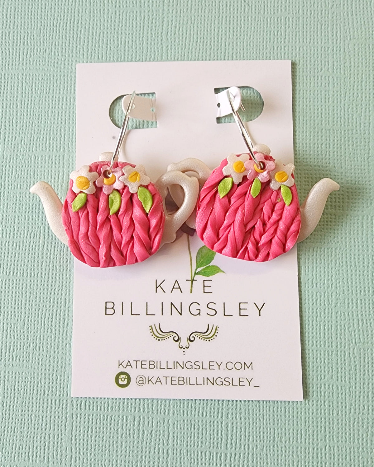Pink Tea Cosy Statement Medium Earrings - Polymer Clay
