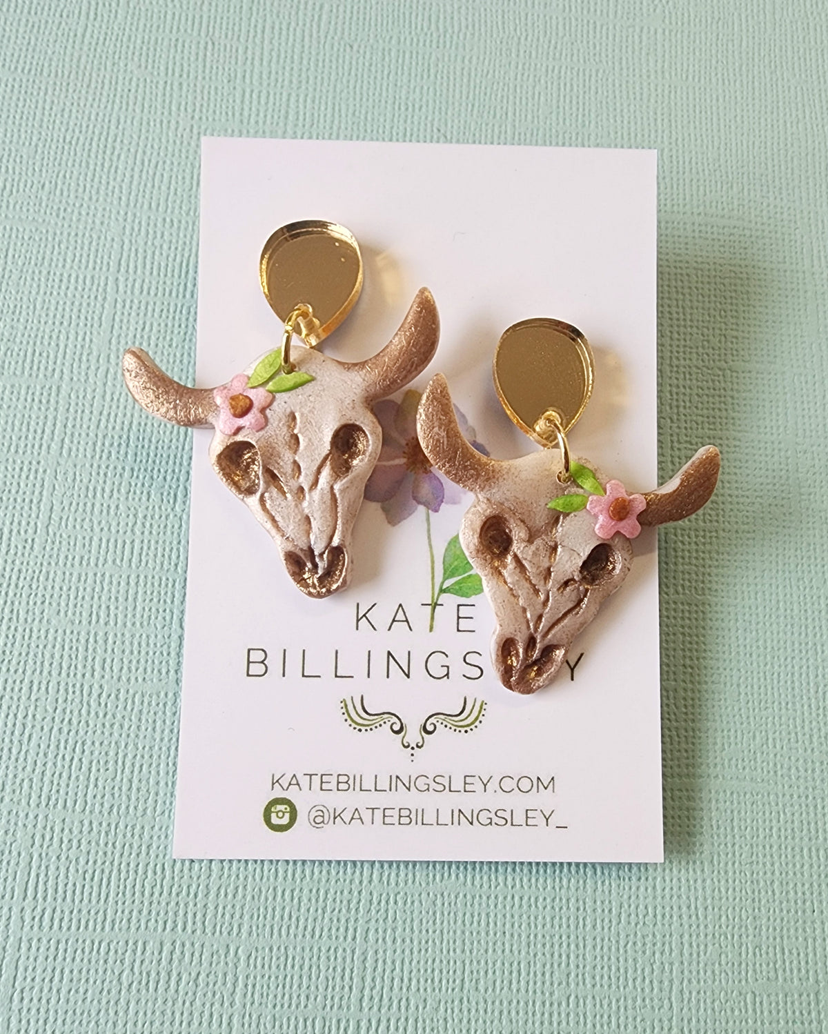 Cow Skull Statement Medium Earrings - Polymer Clay
