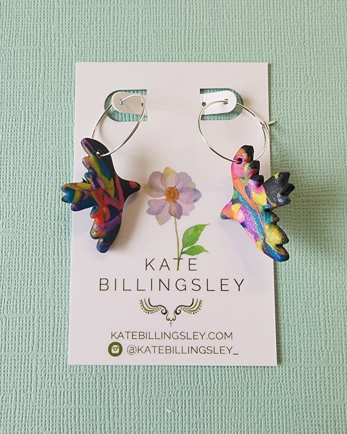Rainbow Bird Statement XS Earrings - Polymer Clay