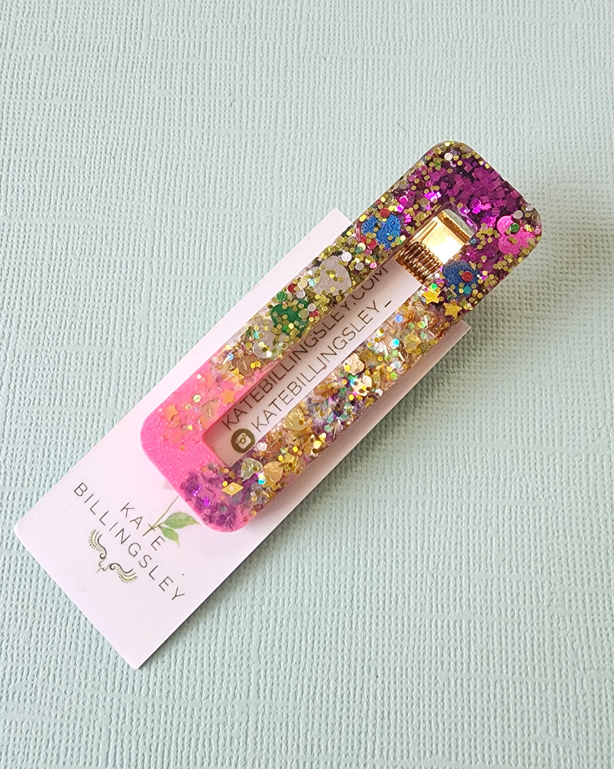 Purple Pink Glitter Resin Hairclip