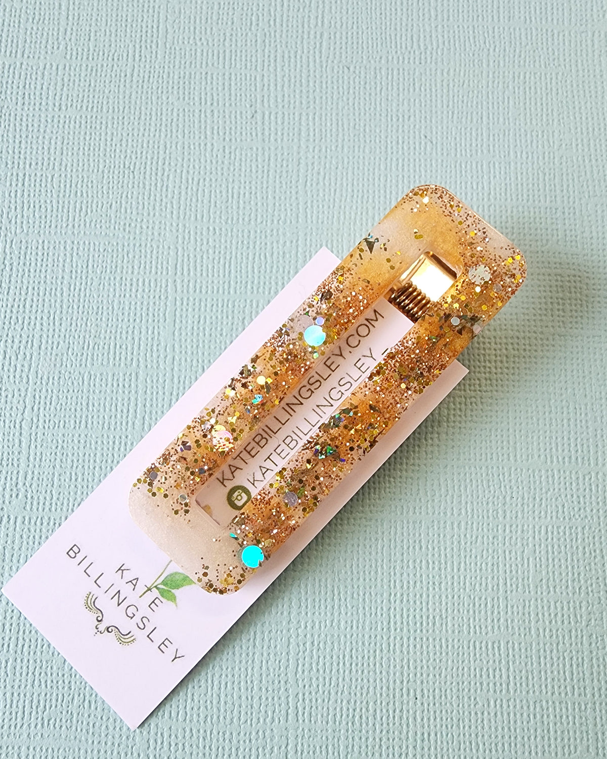 Gold Glitter Resin Hairclip #1