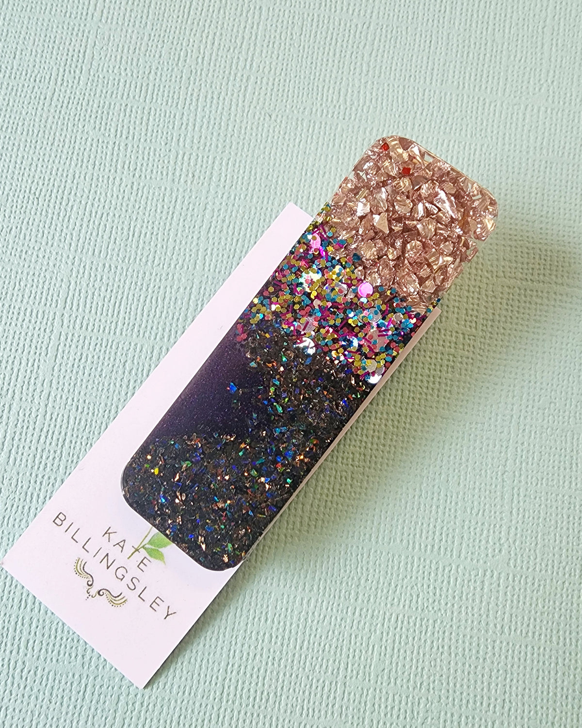 Black Champagne Glitter Resin Hairclip