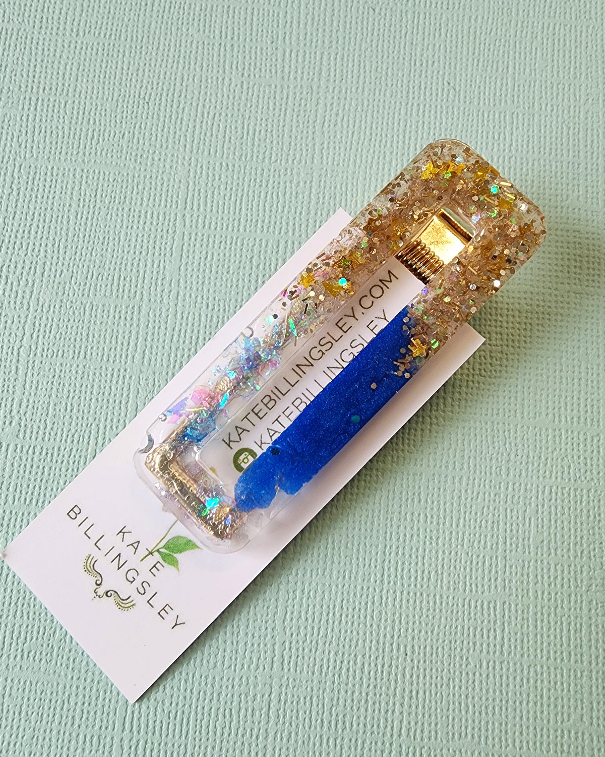Blue Glitter Resin Hairclip